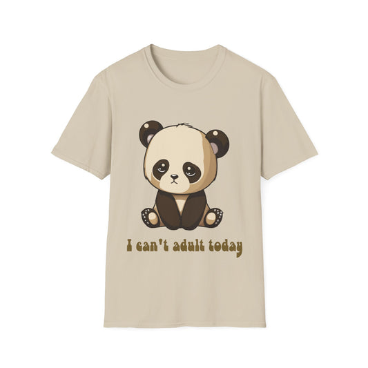 Cute Sad Panda "I can't adult today" Unisex Softstyle T-Shirt