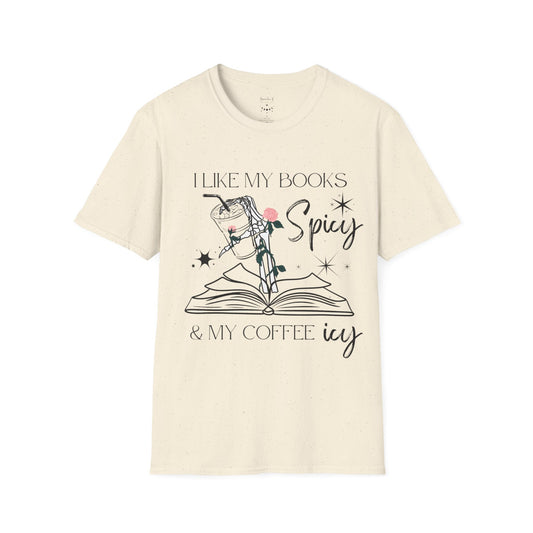 I like my books spicy and my coffee icy Unisex Softstyle T-Shirt
